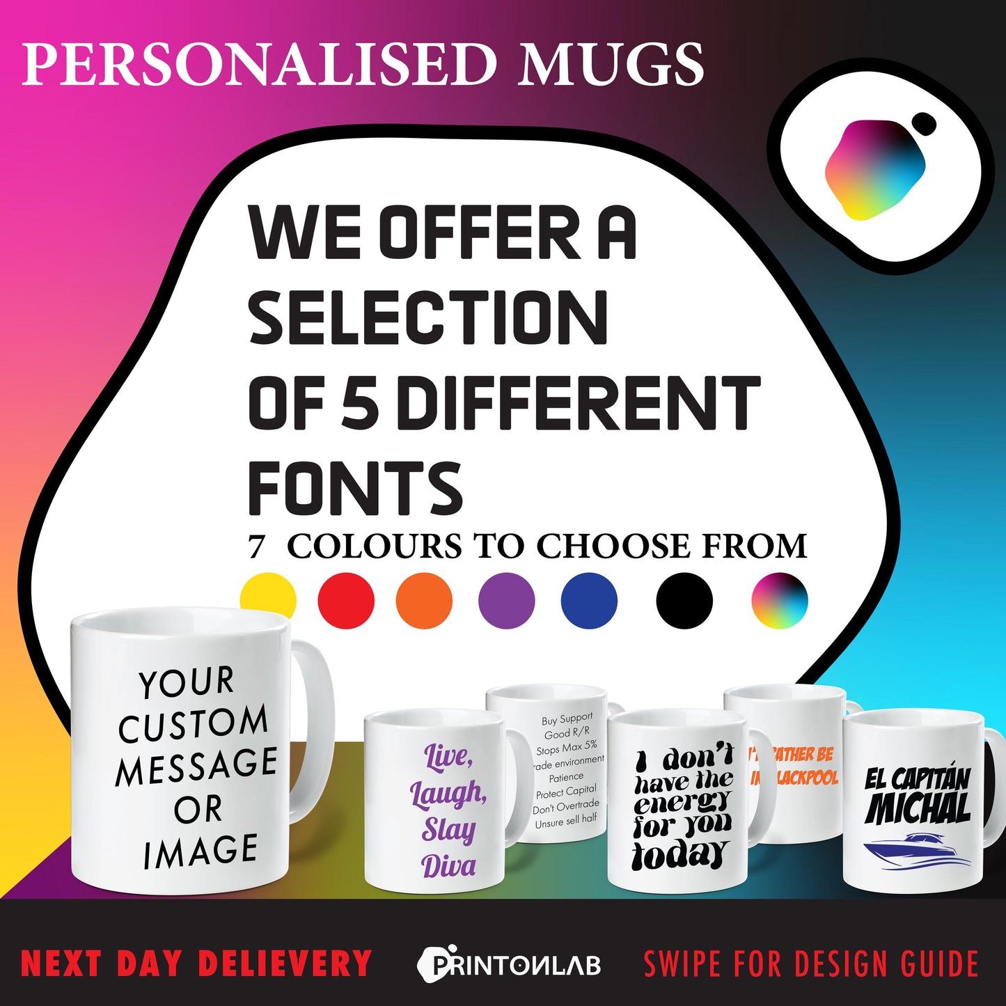 Personalised Custom Mugs | Text, Photo & Logo | 24-Hour Printing UK